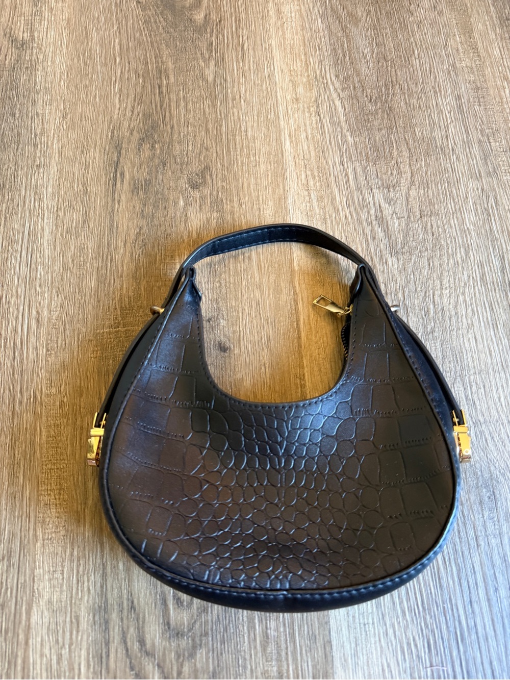 Black Croc-Embossed Bag